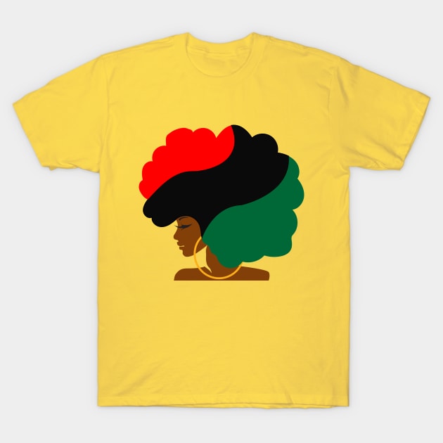 Pan African Flag Afro Girl T-Shirt by blackartmattersshop